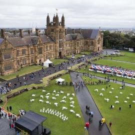 Aerial View of Quadrangle and Front Lawn on Open Day
