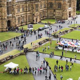 Aerial View of Quadrangle and Front Lawn on Open Day