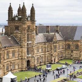 Aerial View of Quadrangle and Front Lawn on Open Day