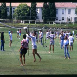 Students Playing Volleyball on the Square 