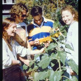 Agriculture Students with Sunflower