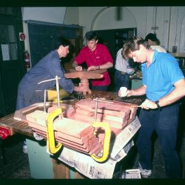 Education Students in Industrial Arts Woodwork Workshop 