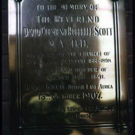 Plaque in the Memory of Reverend David Clement Ruffelle Scott