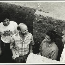 Dr Mike Barbetti (Second L) and Mr Don Hein (R) of the Research Institute for Asia and the Pacific Project in Laos