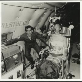 Space Research at the Thoracic Medicine Unit - Professor L Engel Operating a Test During a Flight with Subject Mr D Frimout, a Belgian Astronaut