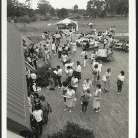 Students Outside the Students' Union Building During Orientation Day at Cumberland College