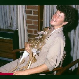 PhD Student with Baby Chital Deer