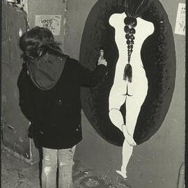Student at Work Painting a Nude in the Graffiti Tunnel