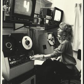 Louise Hawthorne at Work in the Operations Room of the University Television Service