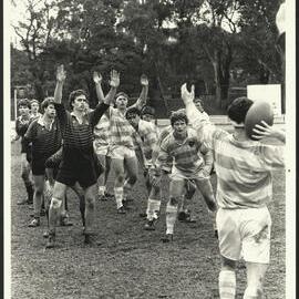 Teams Waiting for Kick Off at Intercollegiate Football St Paul's vs St John's
