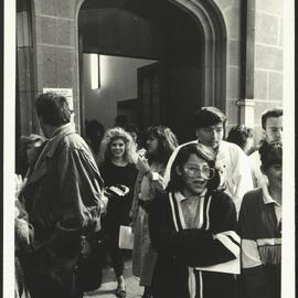 Students Leaving the Building After Sitting Exams in the MacLaurin Hall