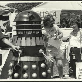 Orientation Week 1982 Dr Who Club Two Students Showing Off the Dalek