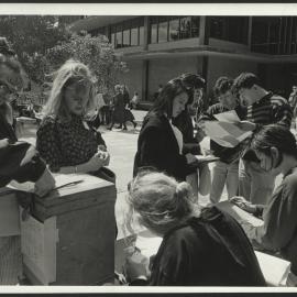 Student Elections - Students at the Ballot Box Outside Fisher Library