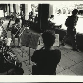 Student Wind Quintet Playing in Quad Cloisters for Welcome to New Students