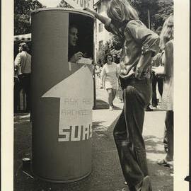 Student at Architecture Society Booth, Welcome Day