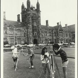 Surveying Students, Front Lawn