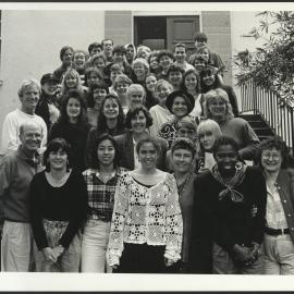 Social Work Students Gathered on the Front Steps of RC Mills Building