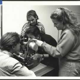 Health Sciences Students in Laboratory with Orthoptics Equipment