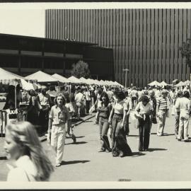 Students Crossing Across Front Lawn on the Walkway Coming from the Library During Orientation Week