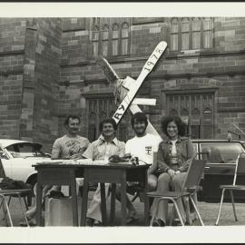 Dentistry Society Students in Front of Two Giant Tooth Brushes at Orientation Week 1978