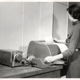 Program Librarian Judith Ogilvie with Preparing Tape for SILLIAC