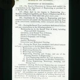 Pages from the 1885 University Calendar