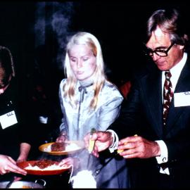 Belinda Pellow, Penny Goulter and John Waterhouse Serving Dinner in the Joseph Banks Lab