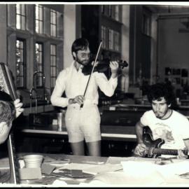 Rehearsing for the School of Biological Sciences Christmas Party