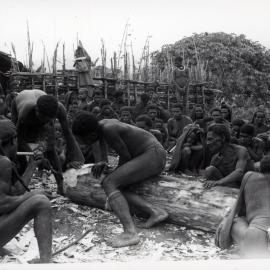 Group Gathered Around Log