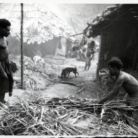 Men Preparing Sticks and Leaves
