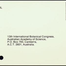 XIII International Botanical Congress Reply Form