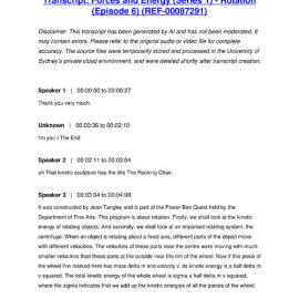 Forces and Energy (Series 1) - Rotation (Episode 6) - Transcript