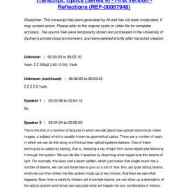 Optics (Series 4) - First Version - Reflections - Transcript