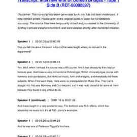 Interview with Dr Doreen Bridges - Tape 1 Side B - Transcript