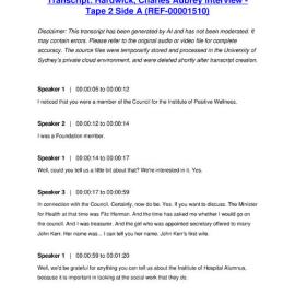 Hardwick, Charles Aubrey Interview - Tape 2 Side A - Transcript