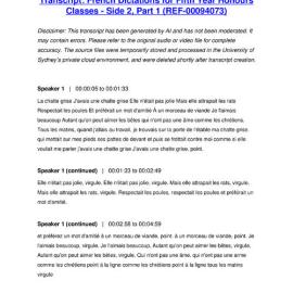 French Dictations for Fifth Year Honours Classes - Side 2, Part 1 - Transcript
