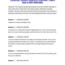 Wallace, Roderick J Interview - Tape 2 Side A - Transcript