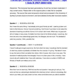Emmens, Clifford Walter Interview - Tape 1 Side B - Transcript