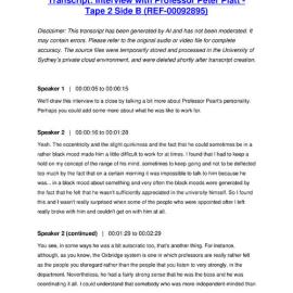 Professor Peter Platt Interviewed by Meredith Taylor - Tape 2 Side B - Transcript