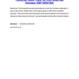 Bells, Track Ten from Great Hall Grandeur - Transcript