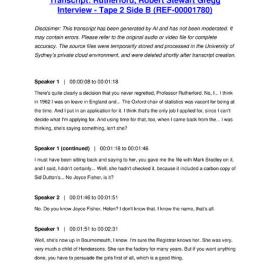 Rutherford, Robert Stewart Gregg Interview - Tape 2 Side B - Transcript