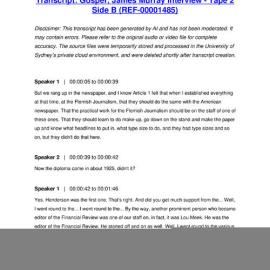 Gosper, James Murray Interview - Tape 2 Side B - Transcript