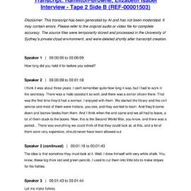 Hamilton-Browne, Elizabeth Isabel Interview - Tape 2 Side B - Transcript