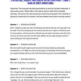 Joplin, Germaine Anne Interview - Tape 1 Side B - Transcript