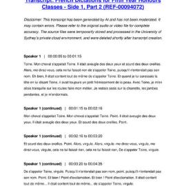 French Dictations for Fifth Year Honours Classes - Side 1, Part 2 - Transcript