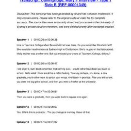 Collingridge, Mary F Interview - Tape 1 Side B - Transcript