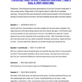 Deer, Arthur Frederick Interview - Tape 2 Side A - Transcript