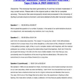 Maddison, David Clarkson Interview - Tape 2 Side A - Transcript