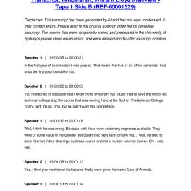 Hindmarsh, William Lloyd Interview - Tape 1 Side B - Transcript