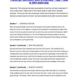 Burnheim, John B Interview - Tape 1 Side B - Transcript